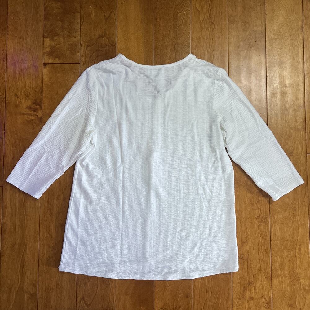 Peck & Peck Ribbed Tunic Top Size L White Lagenlook Coastal Oversized Relaxed - Picture 7 of 8